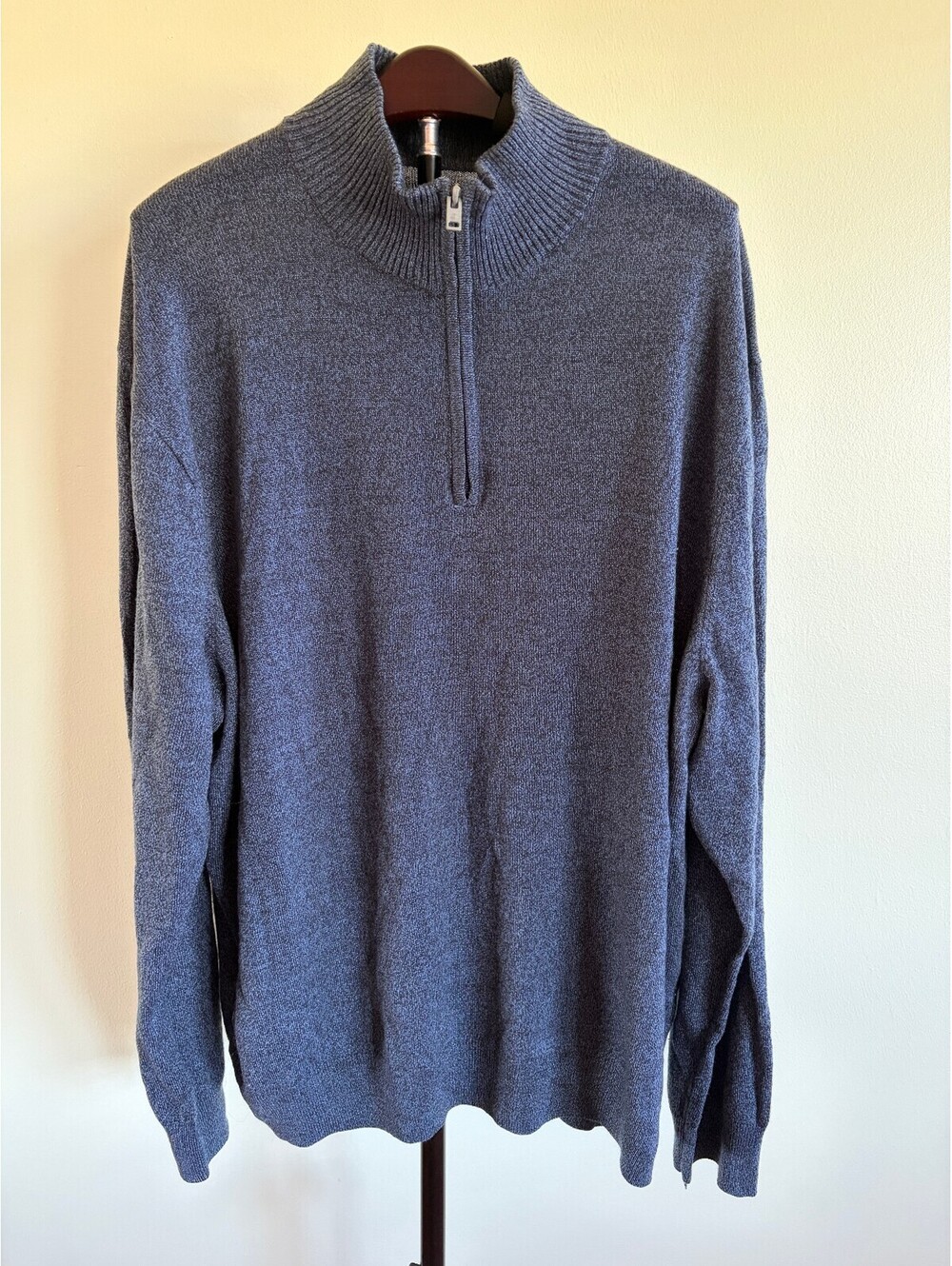 Dockers Men’s XXL Blue Heather Quarter Zip Mock Neck Pullover Sweater